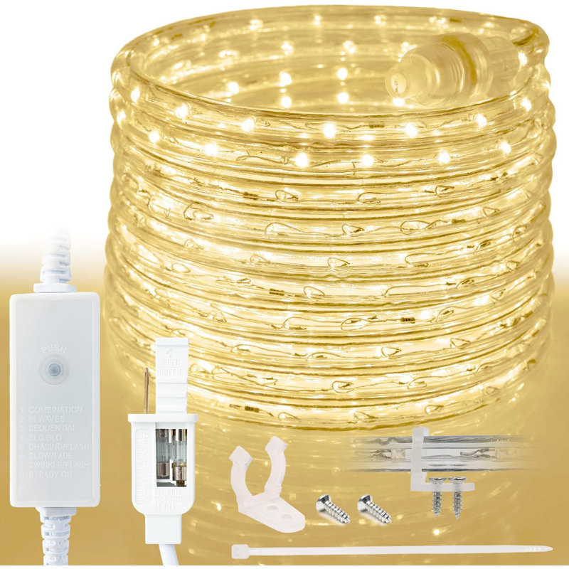 Cordon lumineux à DEL avec mode 8, Blanc chaud, L 1200 po