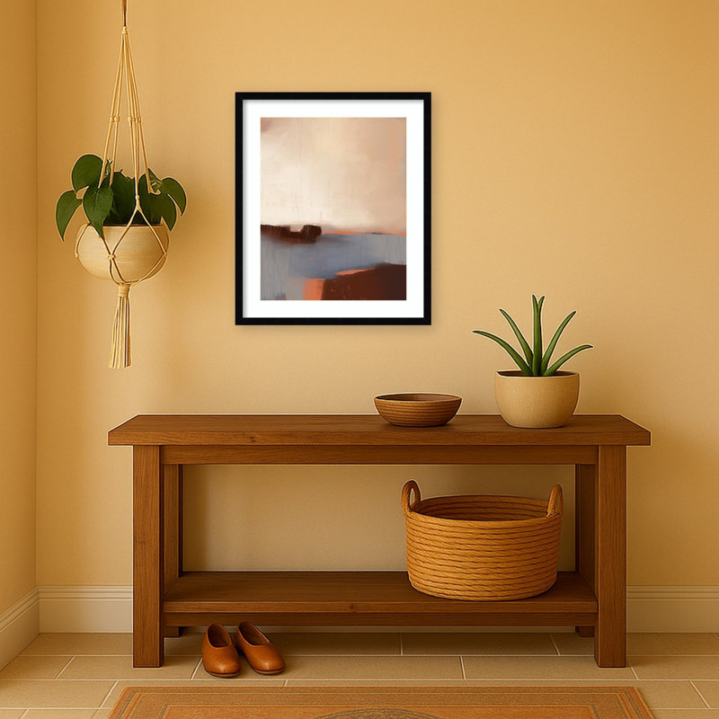 «Serene Horizons» par Mansi Saxena, impression sur bois encadrée, 25 x 21