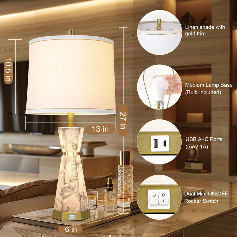 Natural Snowflake Gypsum Table Lamp