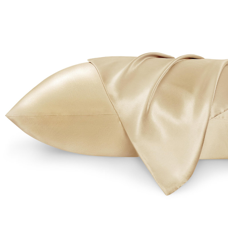 Ensemble de 2 taies d'oreiller en satin, 300 fils, sable gris, GentleSoft ™, Taie d'oreiller très grande, Cream