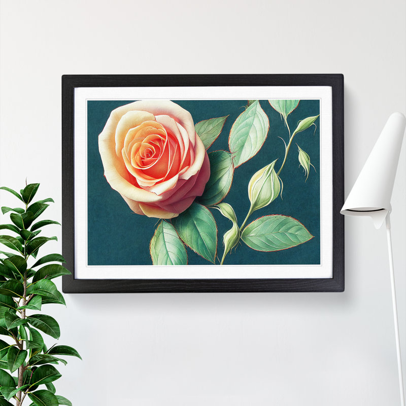 XH1022-8667X Super Rose Flower - Single Picture Frame Painting, Black, 34cm H x 46cm W x 2cm D