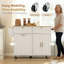 51" Kitchen Island with Power Outlet Drop Leaf Kitchen Cart White-1540606111