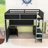 Modern Loft Bed with Built-in Desk, Pegboard Organizer, LED Lighting and Storage Shelves-715236155-715236149