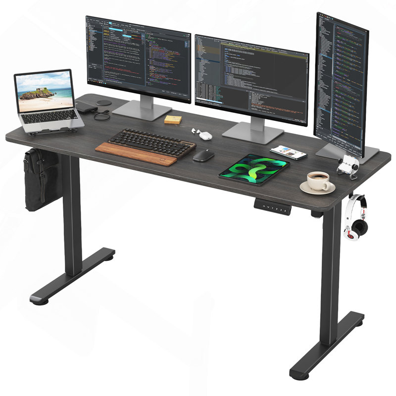 Bureau de travail électrique à hauteur réglable, Gris, Gris