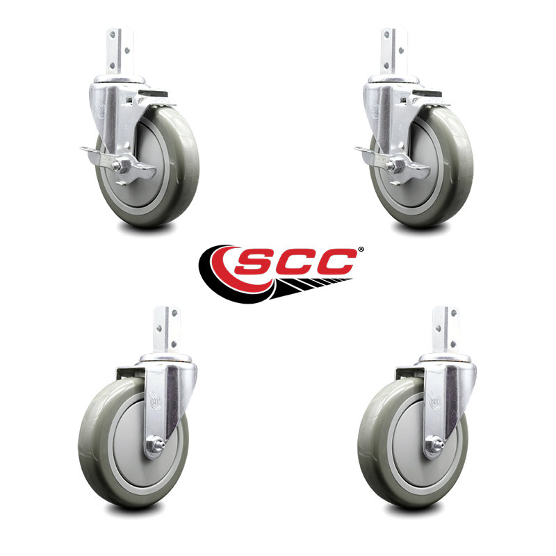 4 Piece Polyurethane Caster Set, Grey