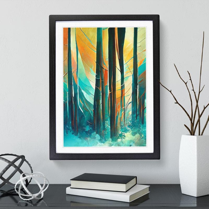 Forest Expressionism No.1 Abstract - Single Picture Frame Painting, Black, 64cm H x 46cm W x 2cm D