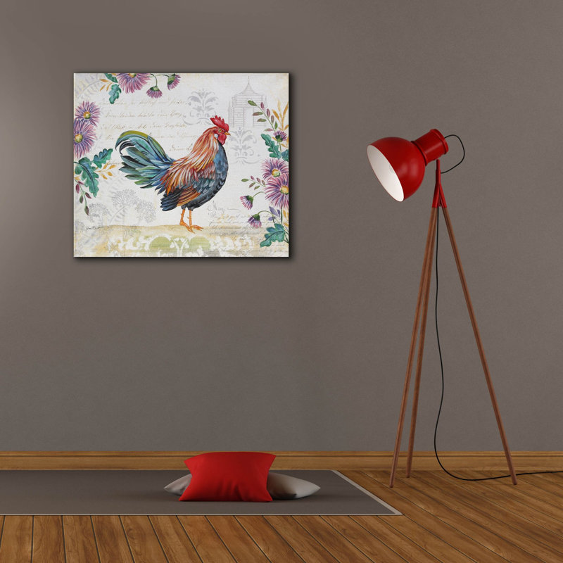  «Seasonal Rooster 5» par Jean Plout, art mural sur toile, H 26 po x l 30 po