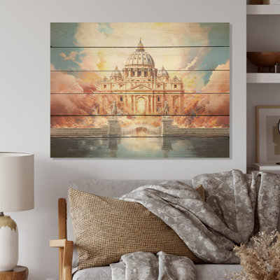 St. Peters Portal Pearly Gates - Christianity Wood Wall Art On Natural Pine Wood