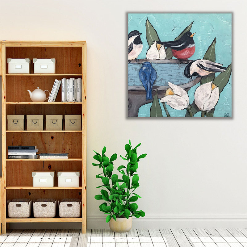 «Garden Bird Bath Party II», reproduction d'art sur toile, H 30 po x l 30 po