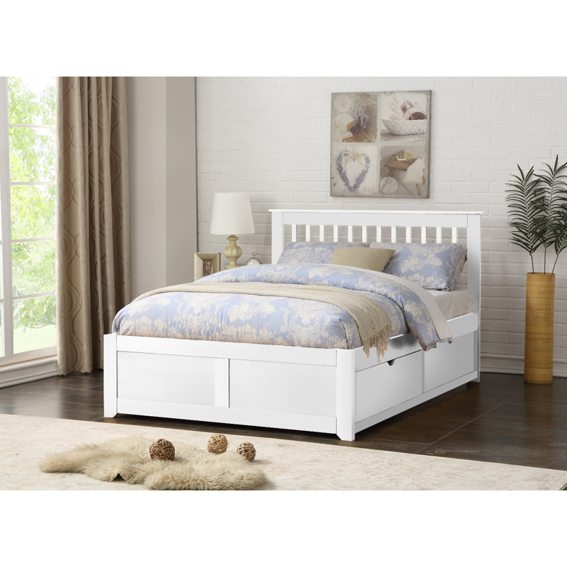 Alvan Solid Wood Storage Bed, Double (4'6), White