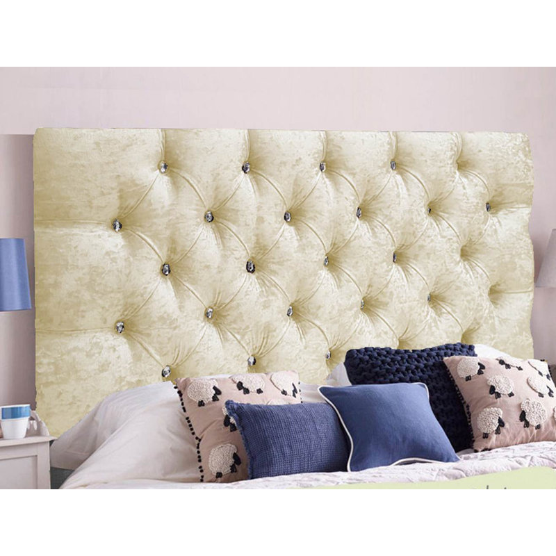 Esters Upholstered Headboard, Cream, Velvet, Double (4'6)