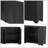 Black Pine Veneer 4-Door Sideboard, Intricate Linear Accents & Triangular Legs for Living Room-1379612621