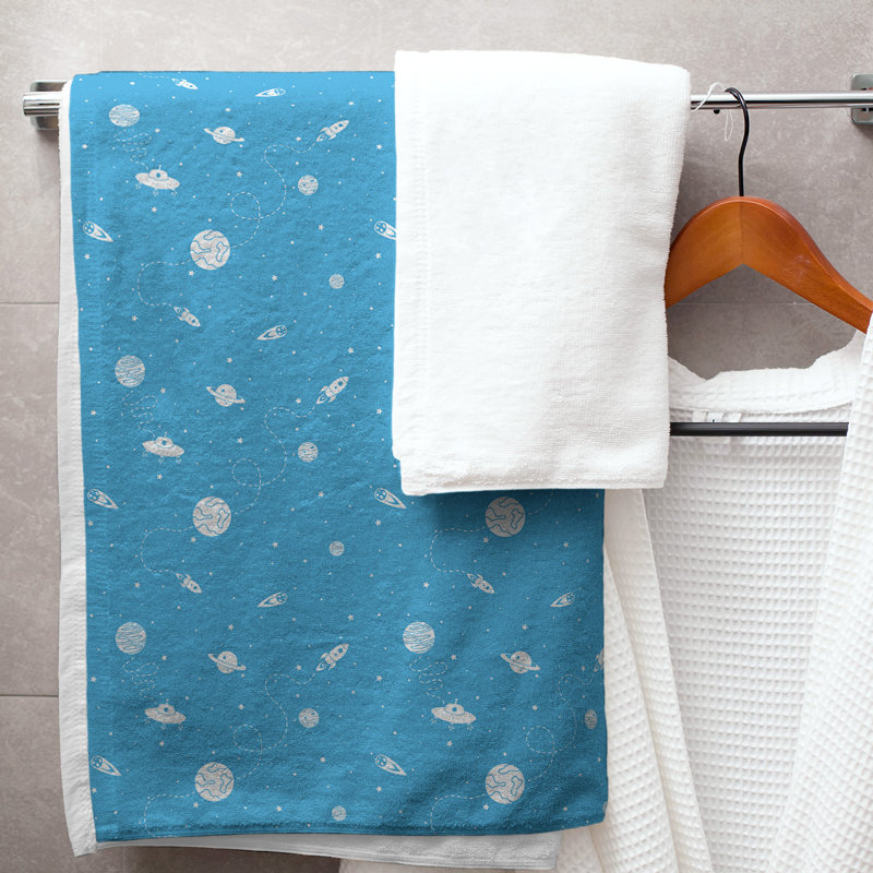 Serviette de bain à espace extérieur, sarcelle
