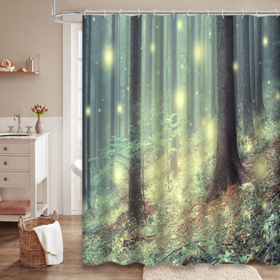 Rideau de douche avec 12 crochets Lovely Foggy Forest