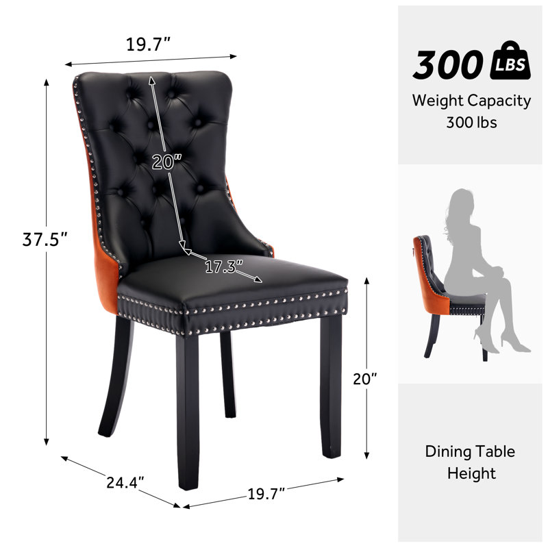 Chaise de salle à manger Kenta, Orange / noir, Noir