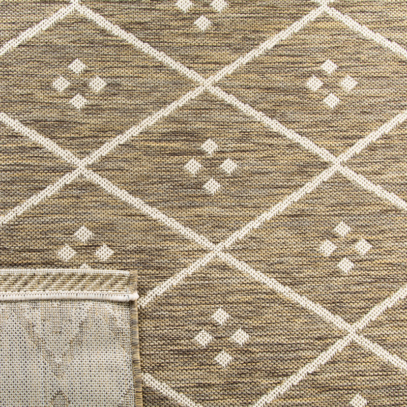 Tapis rayé bleu marine / gris intérieur / extérieur Arneshia, Carré 6 pi 7 po
