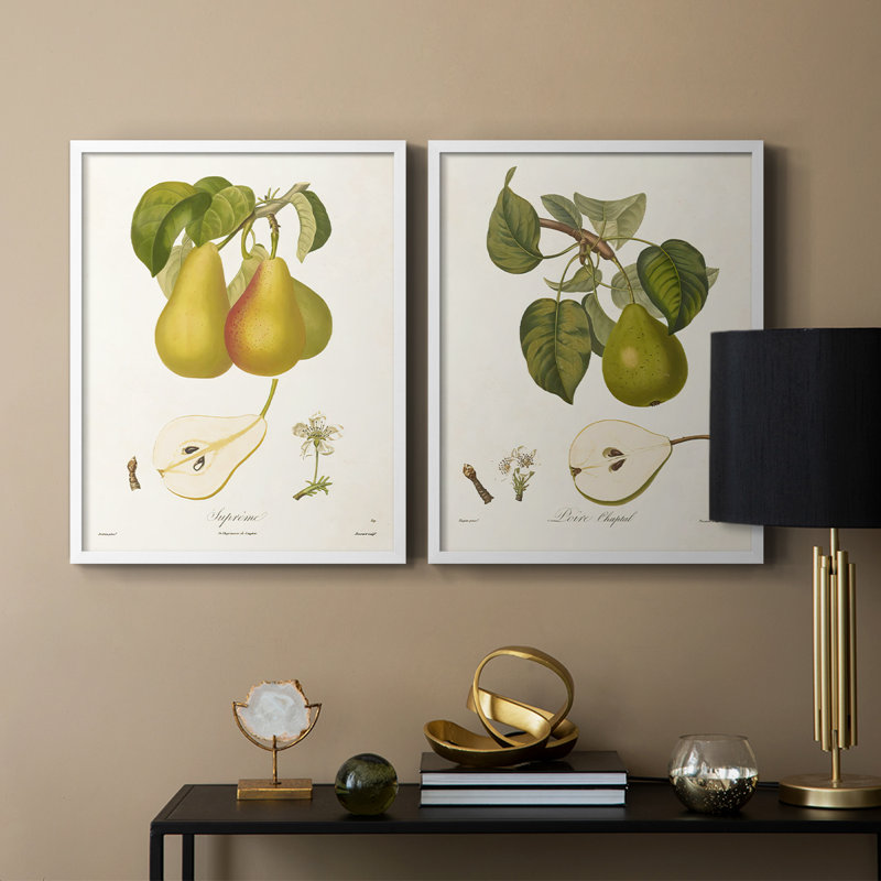 Reproduction encadrée Vintage Pears V-Premium - prête à être accrochée - aucun clou requis - aucun clou requis, Blanc