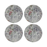 Giraffe Vegan Leather Round Pebble Placemat