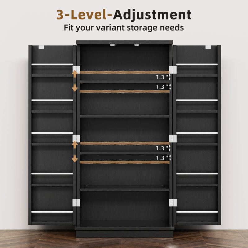 Brittlee 47.24'' Kitchen Pantry, Black
