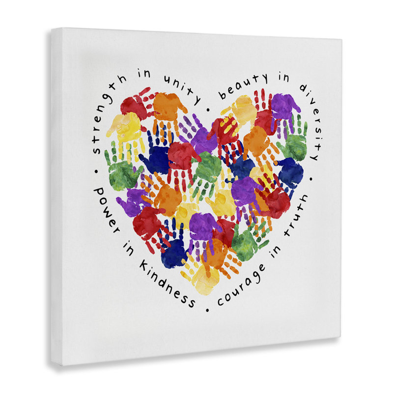 Force dans l'unité, arc-en-ciel pour enfants, impression à la main par - impression, H 30 po x l 30 po