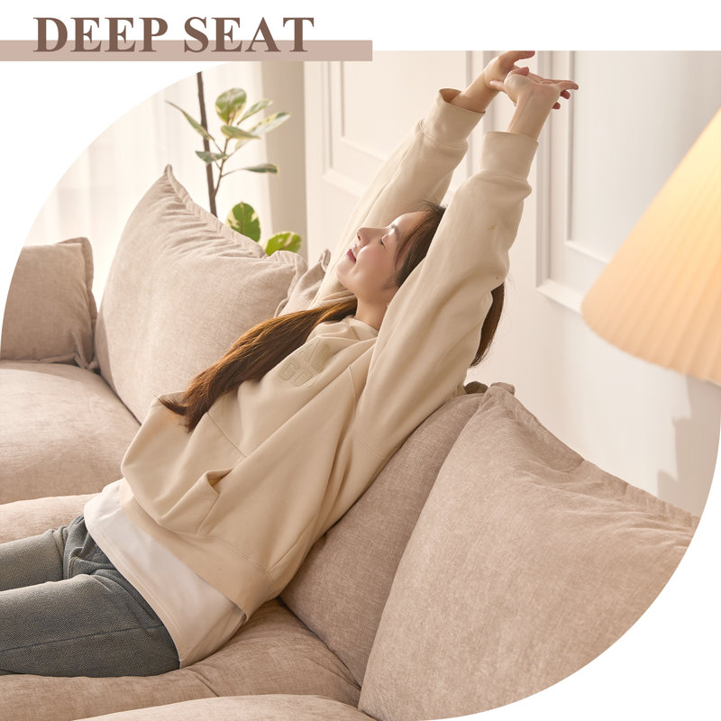 3 Seater Sofa, Chenille, Flat White