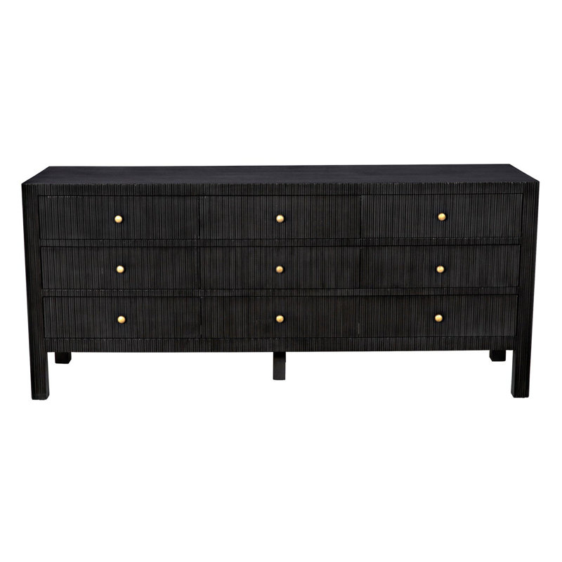 Conrad Mid-Century 9-Drawer Mahogany Dresser in Dark Brown