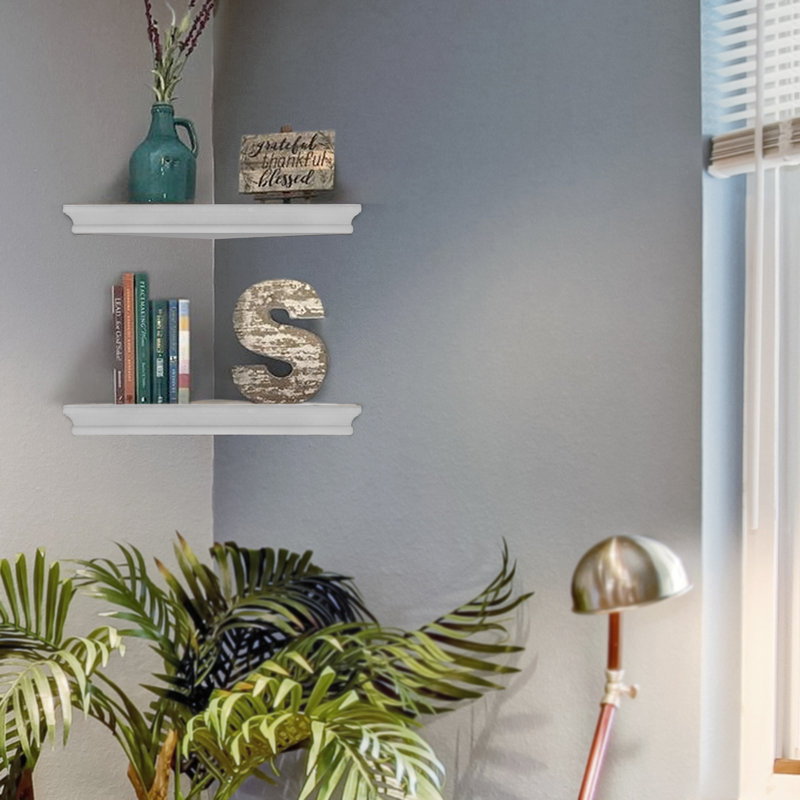  Gilbane 2 Piece Triangle Floating Corner Shelf, White