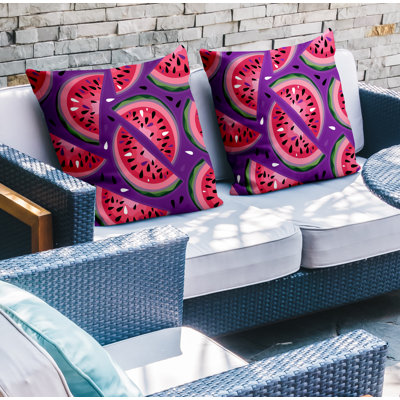 Oreiller carré intérieur / extérieur Yumelon Watermelon
