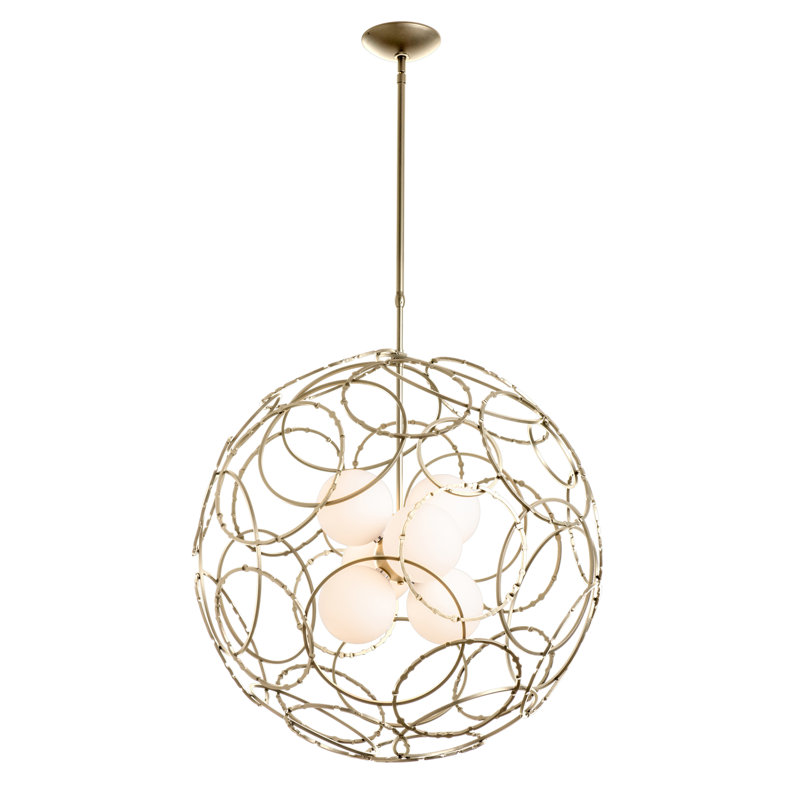 Olympus 6 - Light Unique/Statement Globe Chandelier, 54.6" H x 31" W x 31" D, Modern Brass