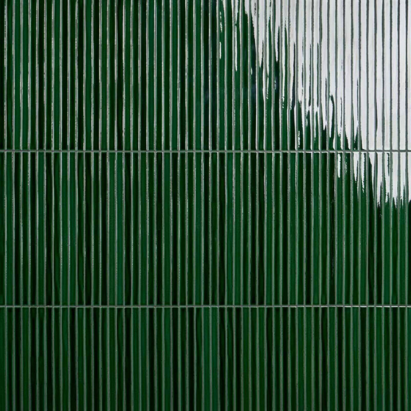 Kanbina 5x18 Brick Glossy Ceramic Mosaic Tile, Jungle Green