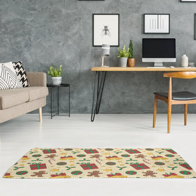 Tapis jaune/rouge/vert fait main