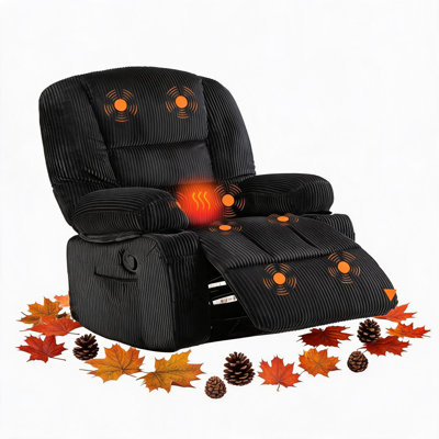 360° Swivel Rocker Recliner Chair for Adult with Vibration Heat,Rocking recliner with armrest storage, cup holders and side pockets, Extra Wide ergonomic seat for home and living room