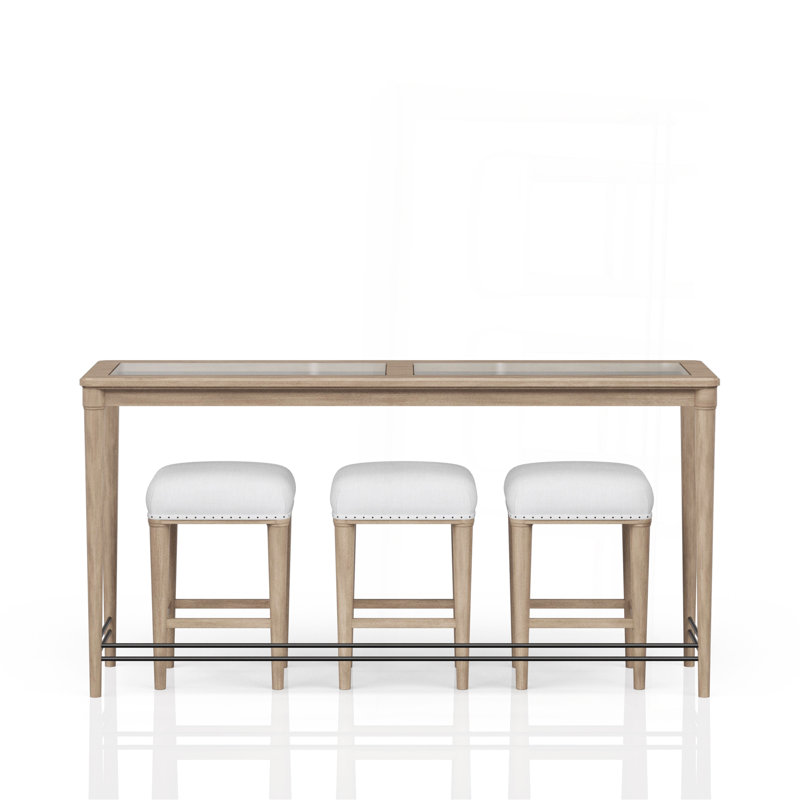 Console en verre givré avec 3 tabourets