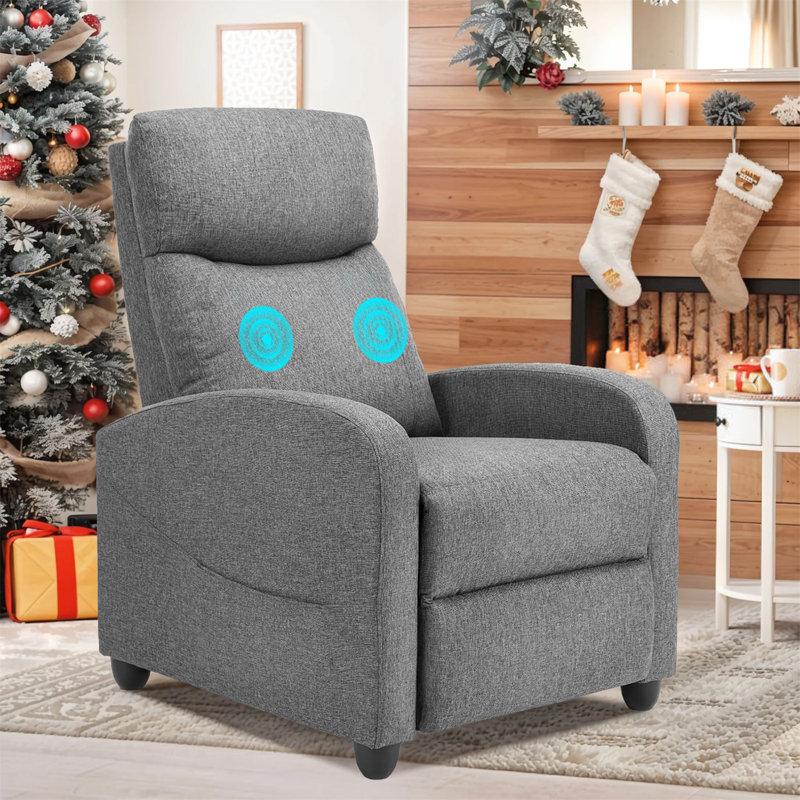 Recliner Chair For Adults, 8 Massage Modes Fabric Small Recliner Home Theater Seating With Lumbar Support, Adjustable Modern Reclining Chair For Living Room