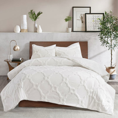3 Piece Chenille Comforter Full/Queen - Geometric Design, , Soft Texture Cotton Full/Queen, ,