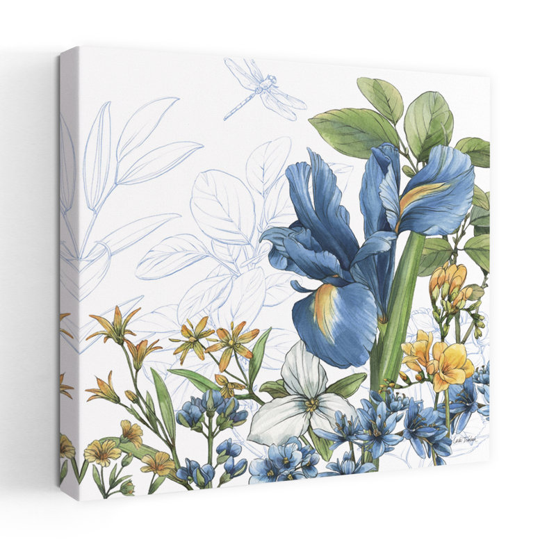 Art floral contemporain B botanica bleu, H 18 po x l 18 po