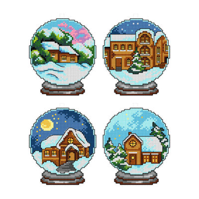 Winter Winter in Balls 196CS - Kit de point de croix avec toile en plastique
