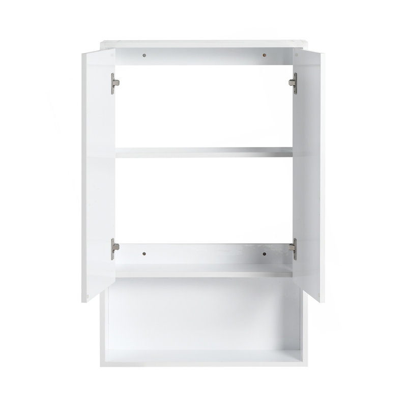 Bathroom Wall Cabinet, Soft Close Doors, Float Mounting Design,Glossy White,(KD-Packing), 37.38" H x 23.31" W x 5.88" D