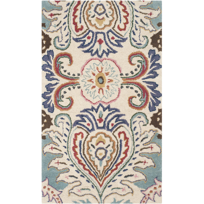 Rudra Hand Tufted Wool Floral Rug, Rectangle 2'6" x 4'