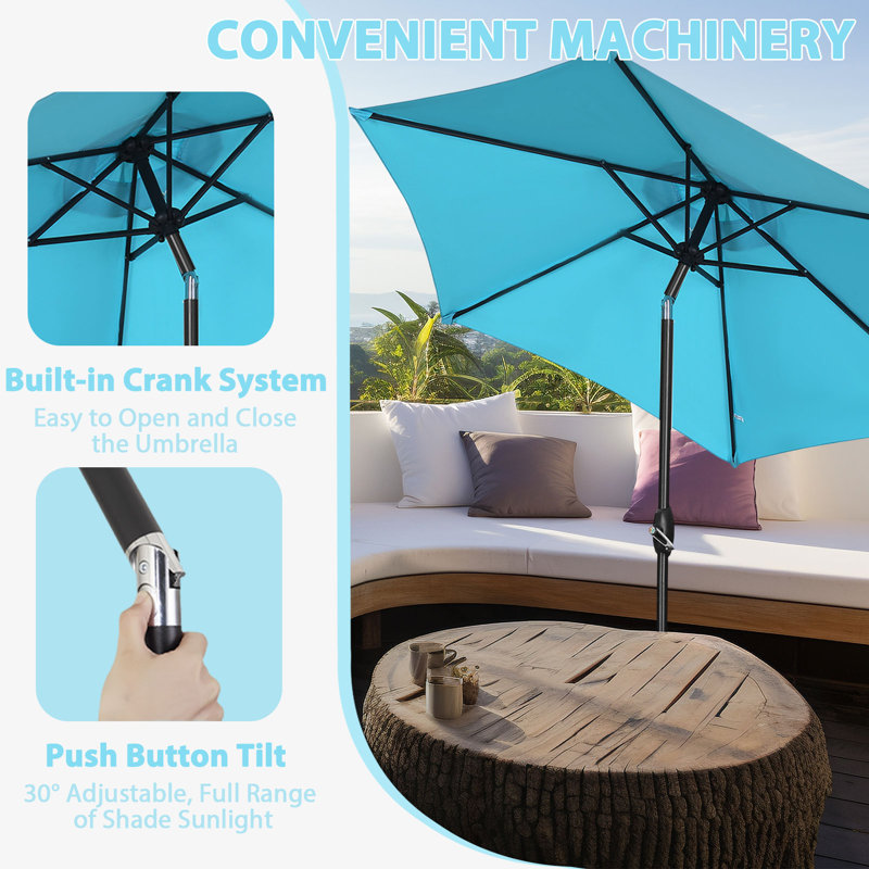 Parasol de marché 9 pi avec base Ehmann, Bleu