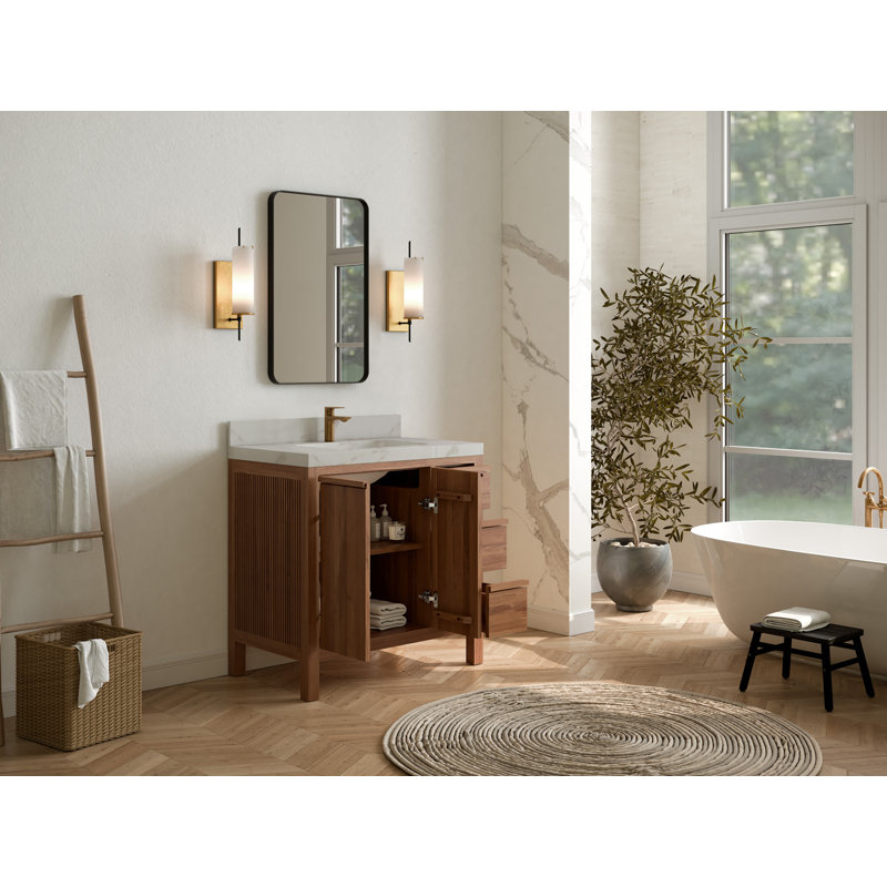 Teck Elizabeth 36 po X P 22 po De salle de bain D Quartz, Noir Calacatta