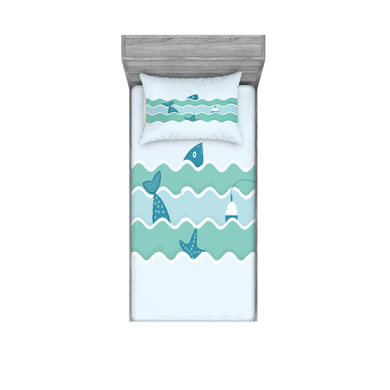 Ensemble de draps en feuille de couleur comic de poisson et étoile de mer