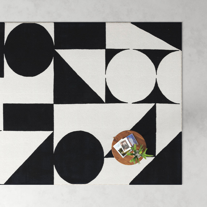 Dave Hand Tufted Geometric Indoor Rug, Rectangle 9' x 12'