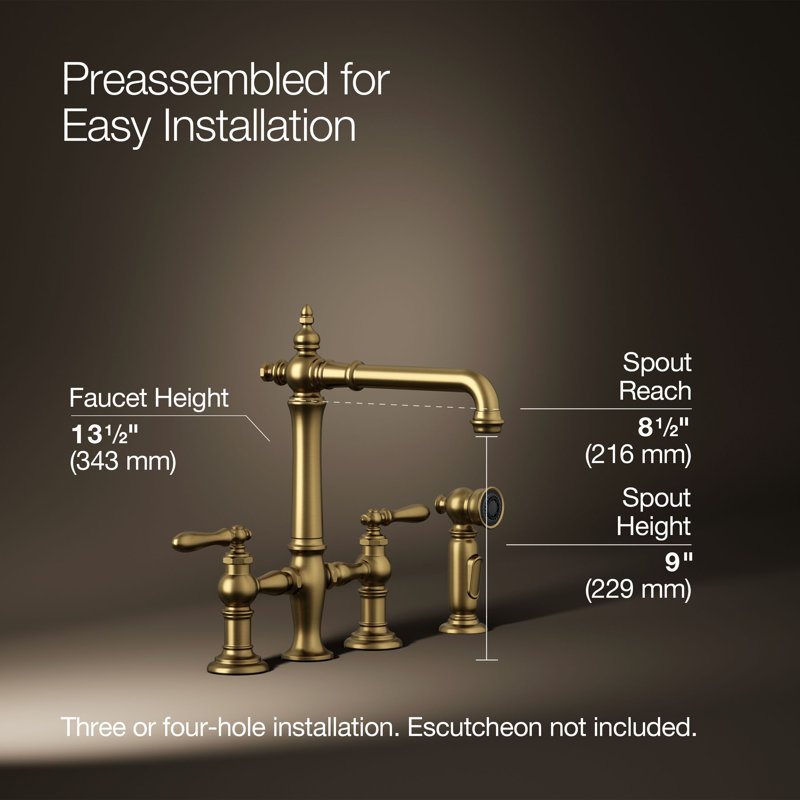 Artifacts® Bridge Faucet, Lever Handle, Vibrant Brushed Moderne Brass