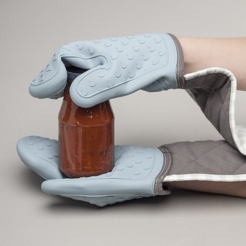 Silicone Double Oven Gloves, Duck Egg Blue