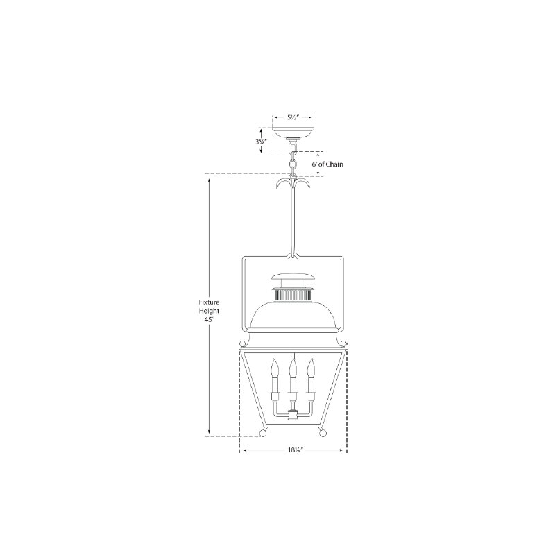 Chapman & Myers Holborn Lantern, Old White, 45" H x 18.25" W x 18.25" D