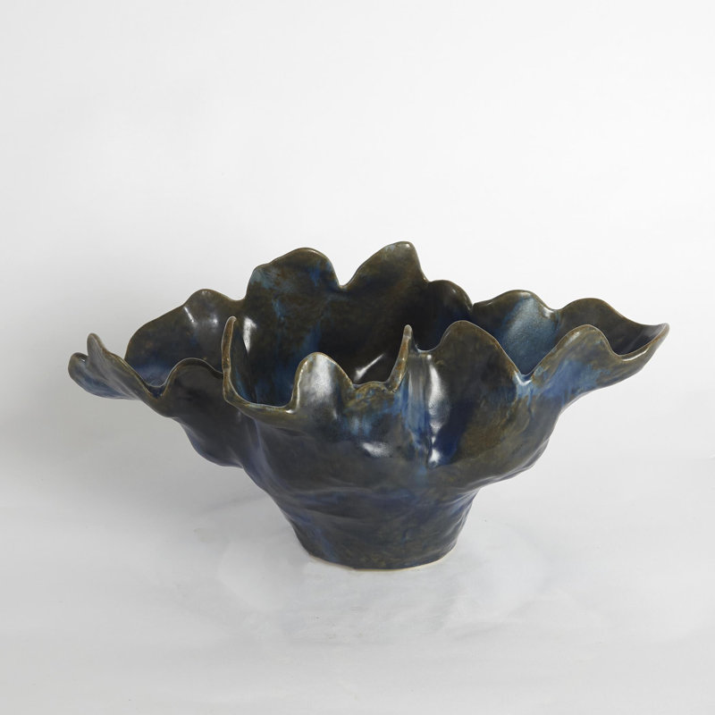 Meteor Decorative Bowl, Blue, Small (6.5'' H x 13'' W x 7.75'' D)