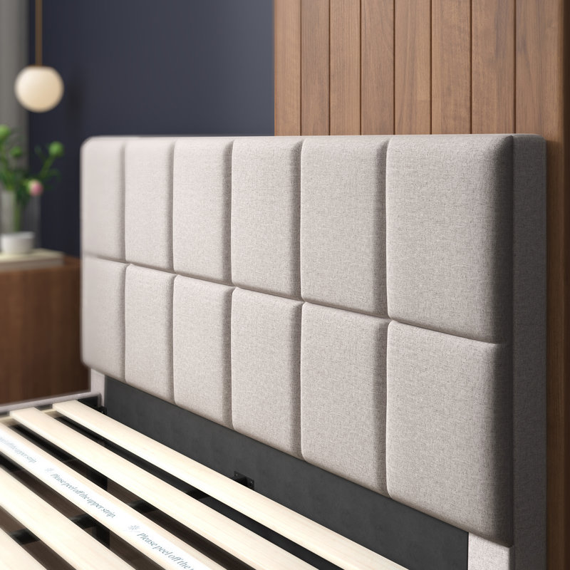 Lit plateforme tapissier Suhavi, Grand, Beige