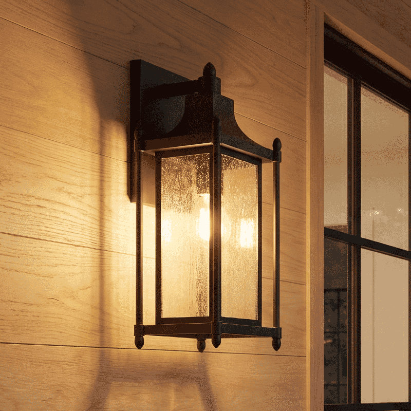 Dunnmore 1-Light Outdoor Wall Lantern in Black, 16" x 6.5" x 9.5"