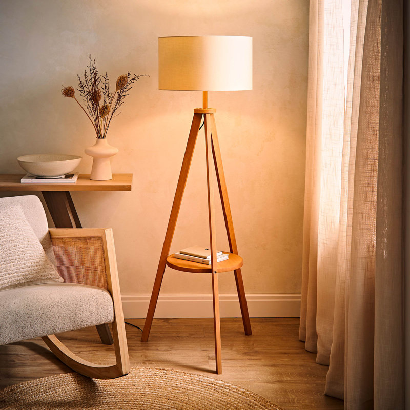 148cm Satin Tripod Floor Lamp, No, Beige